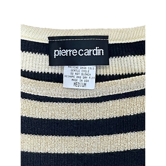 Pierre Cardin Vintage Black‎ and Metallic Gold Scoop Neck Sweater Women's Medium - Picture 2 of 8